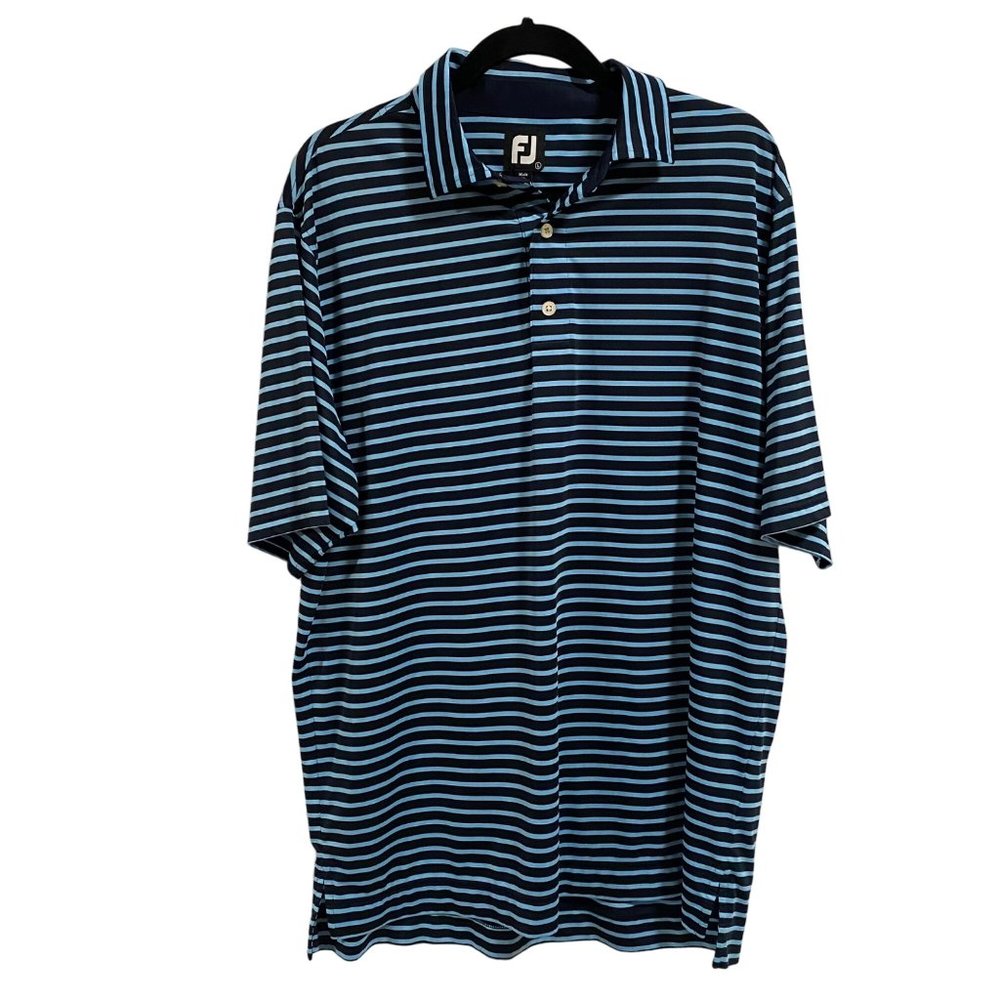 FootJoy Blue Striped Short Sleeve Polo Golf Shirt Men's Size‎ L